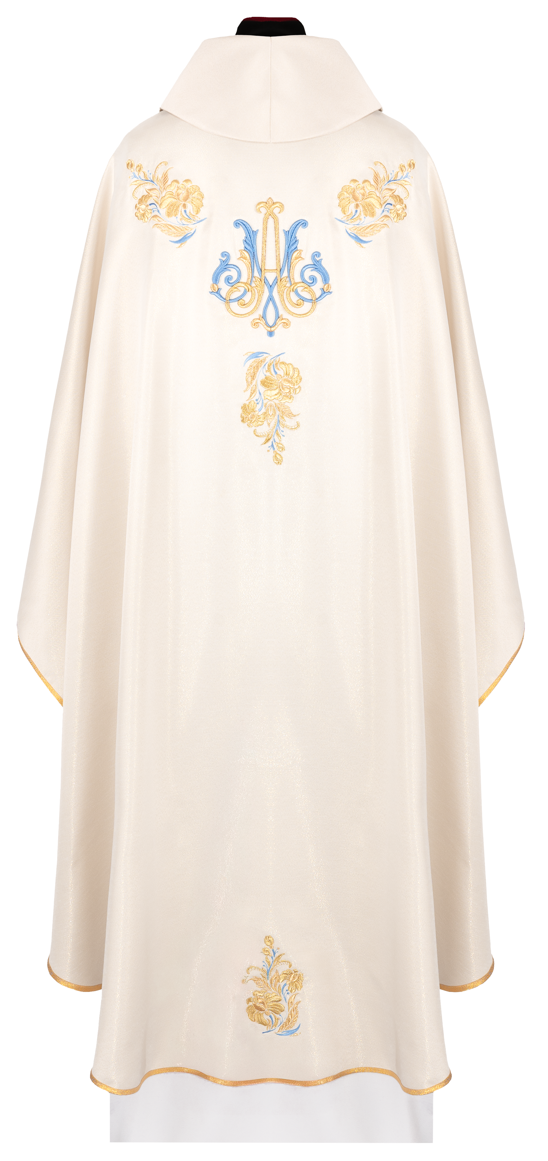 Ornat haftowany z motywem Maryjnym ecru - ORNATY.PL