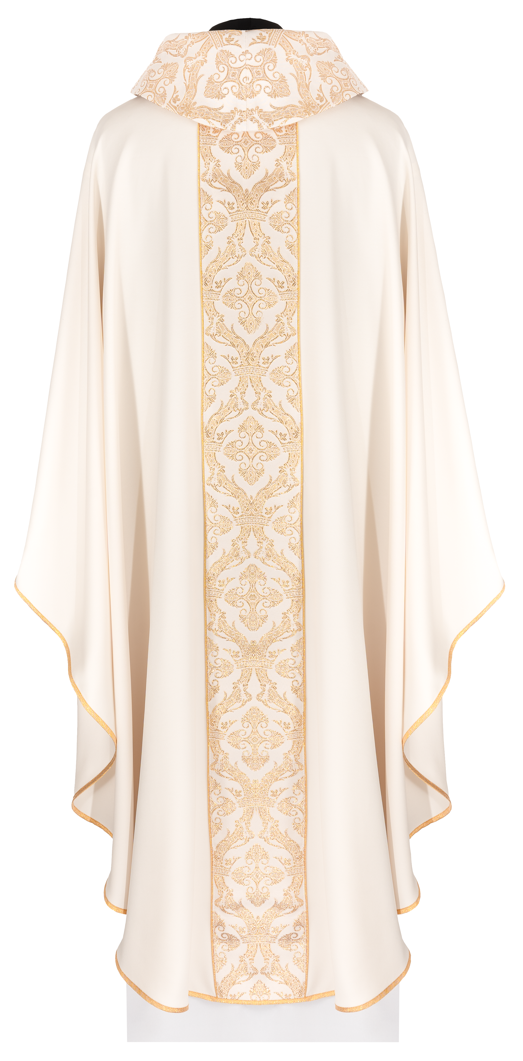 Ornat liturgiczny z haftowanym pasem i kołnierzem w kolorze ecru - ORNATY.PL