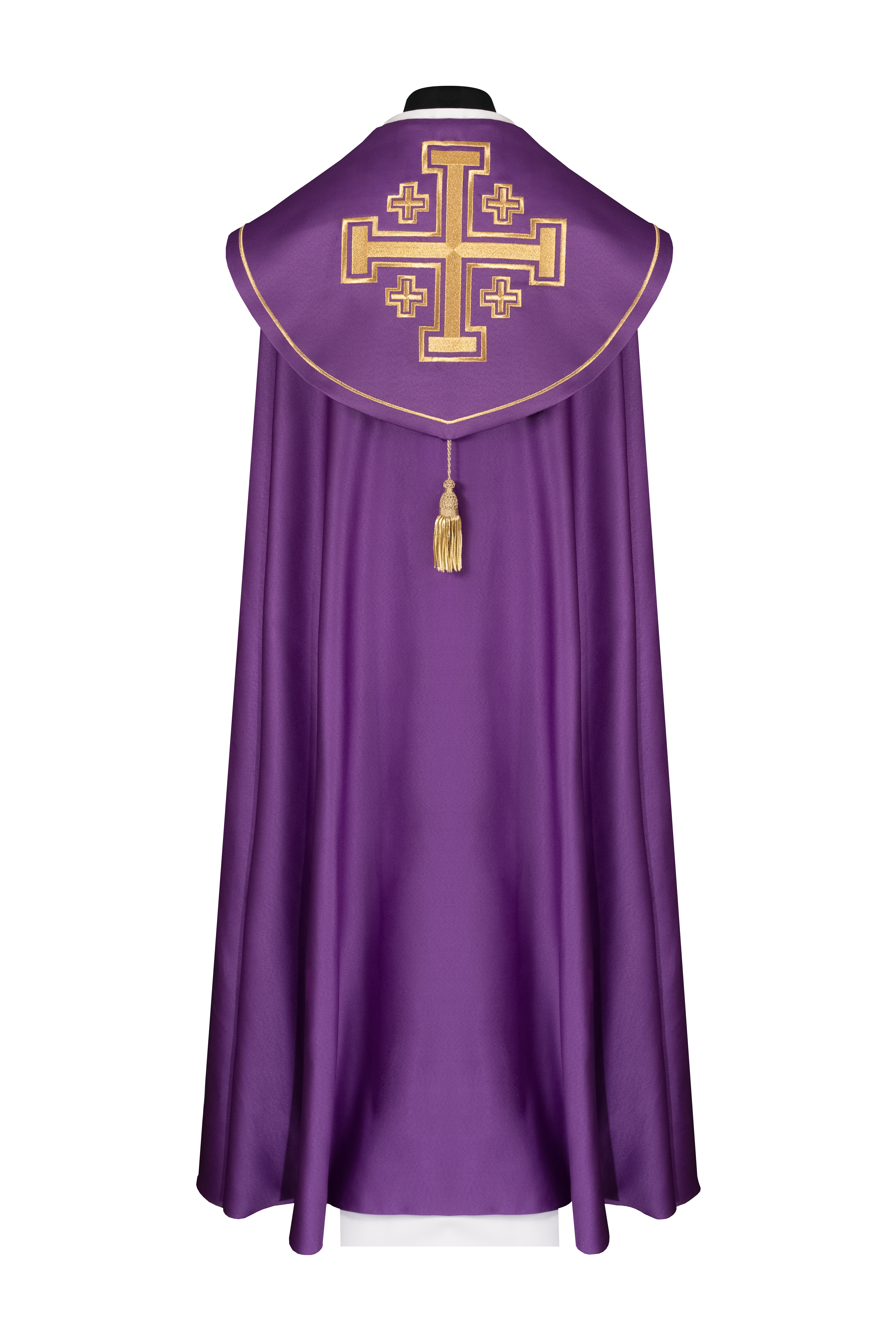 Kapa liturgiczna fioletowa z pasem i haftem krzyży - ORNATY.PL