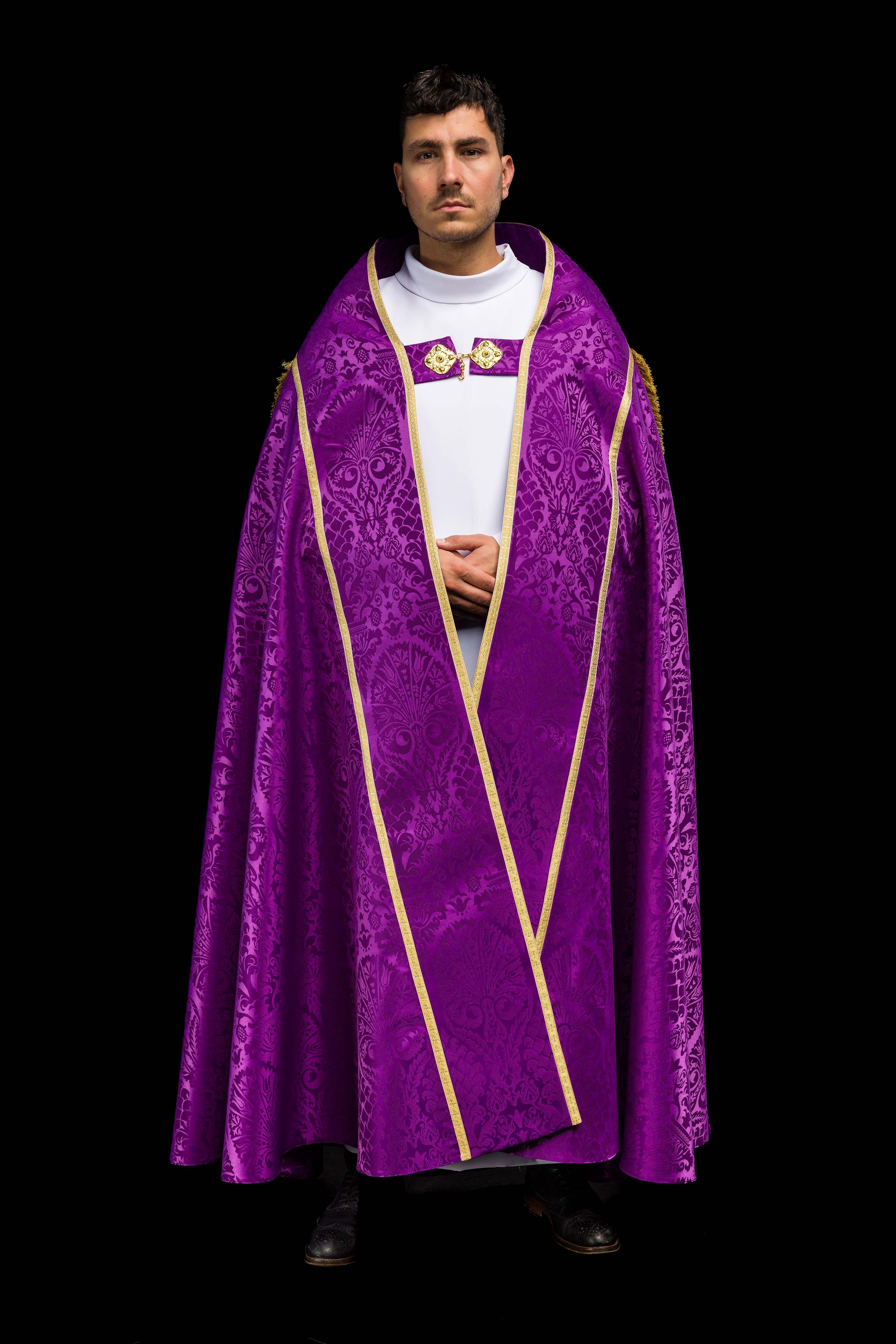 Żakardowa kapa rzymska gładka Fioletowa