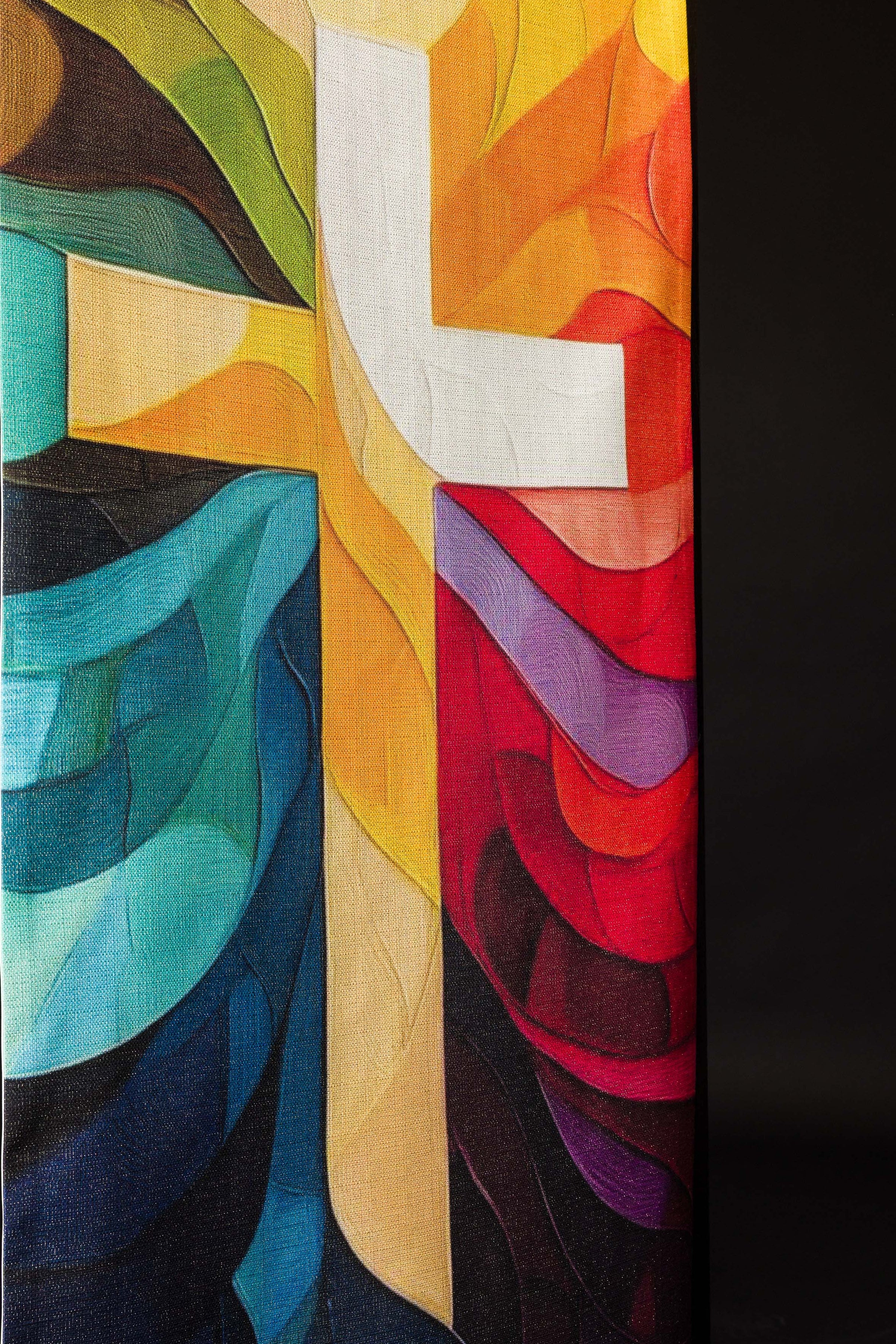 Drukowana Serweta na lektorium wielokolorowa z motywem krzyża - ORNATY.PL