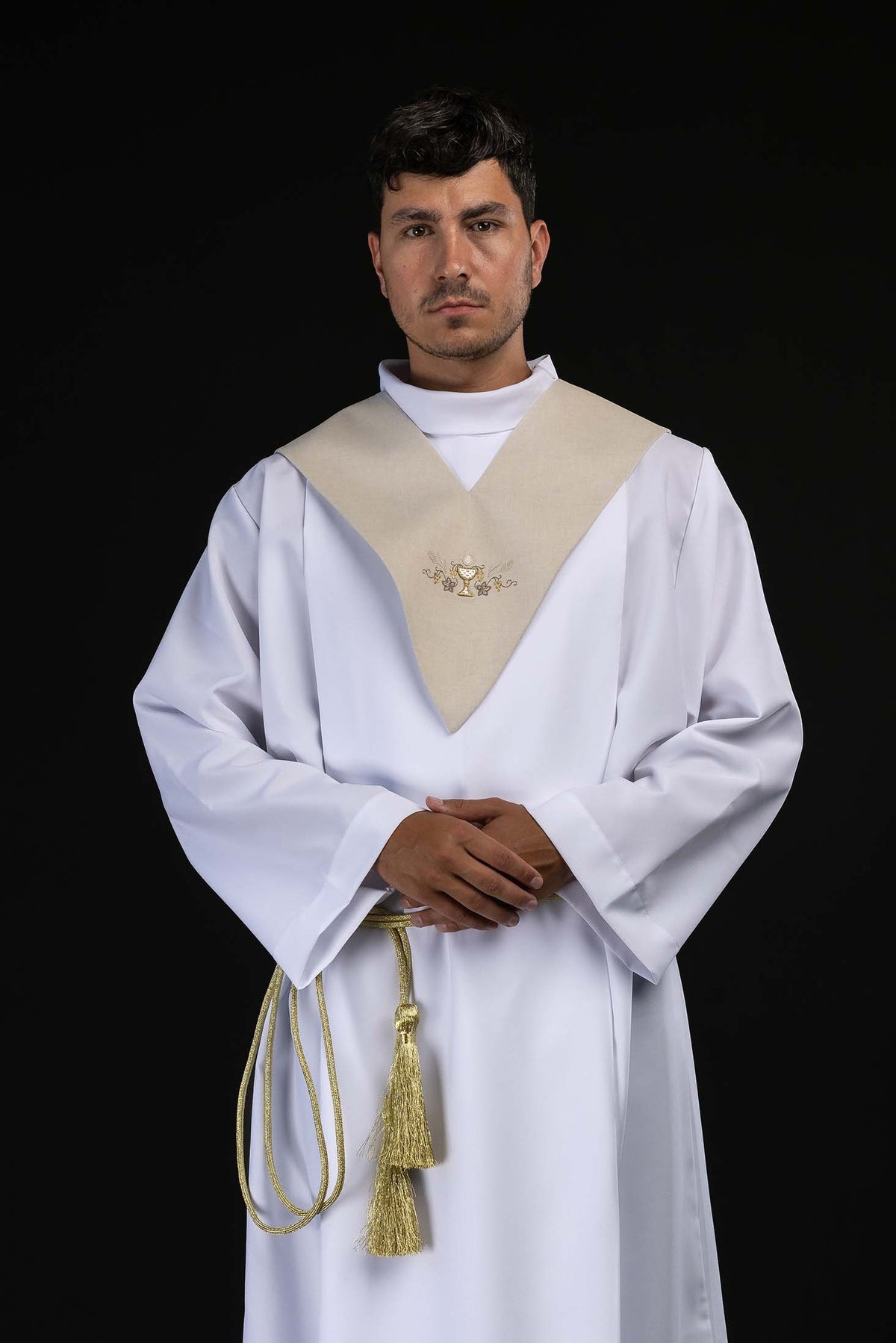 Lektorský palius ecru s výšivkou eucharistického kalicha