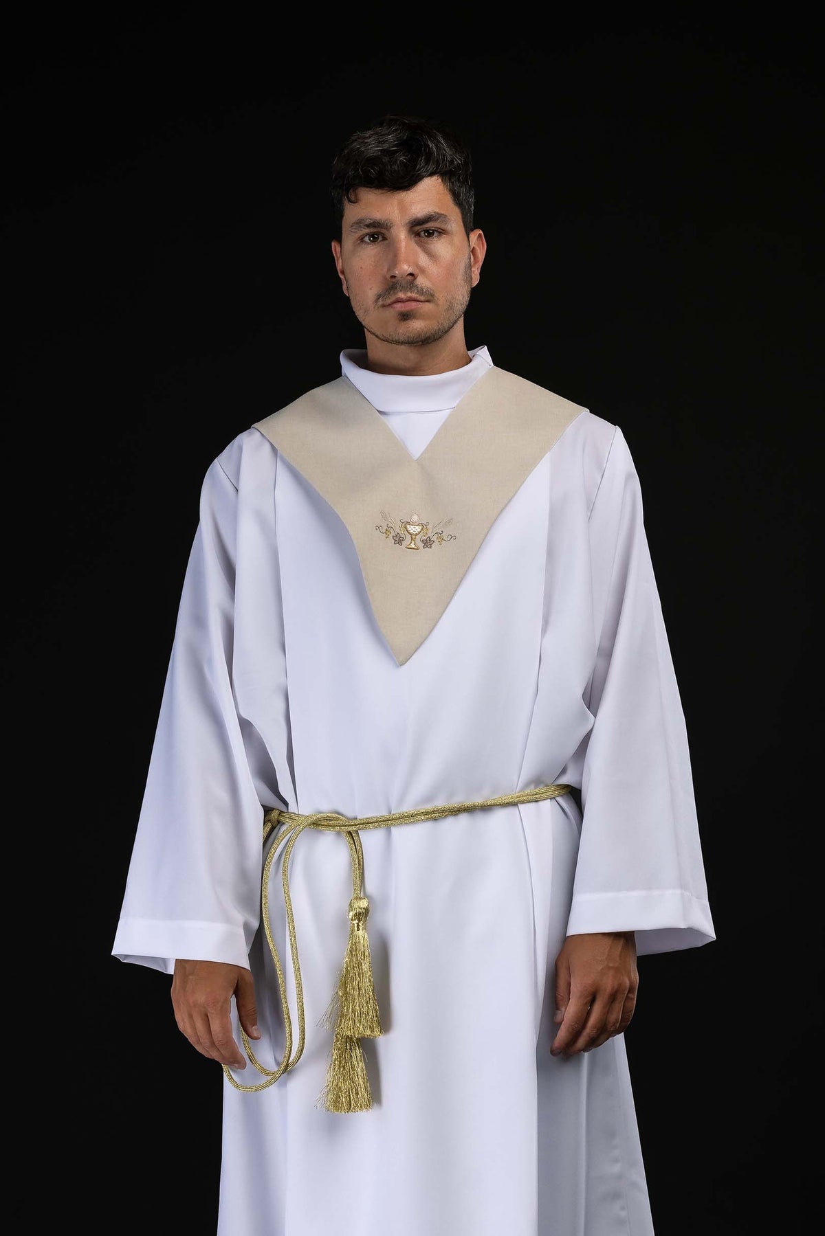 Lektorský palius ecru s výšivkou eucharistického kalicha