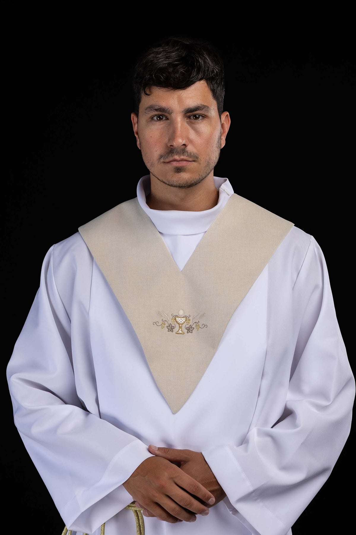 Lektorský palius ecru s výšivkou eucharistického kalicha