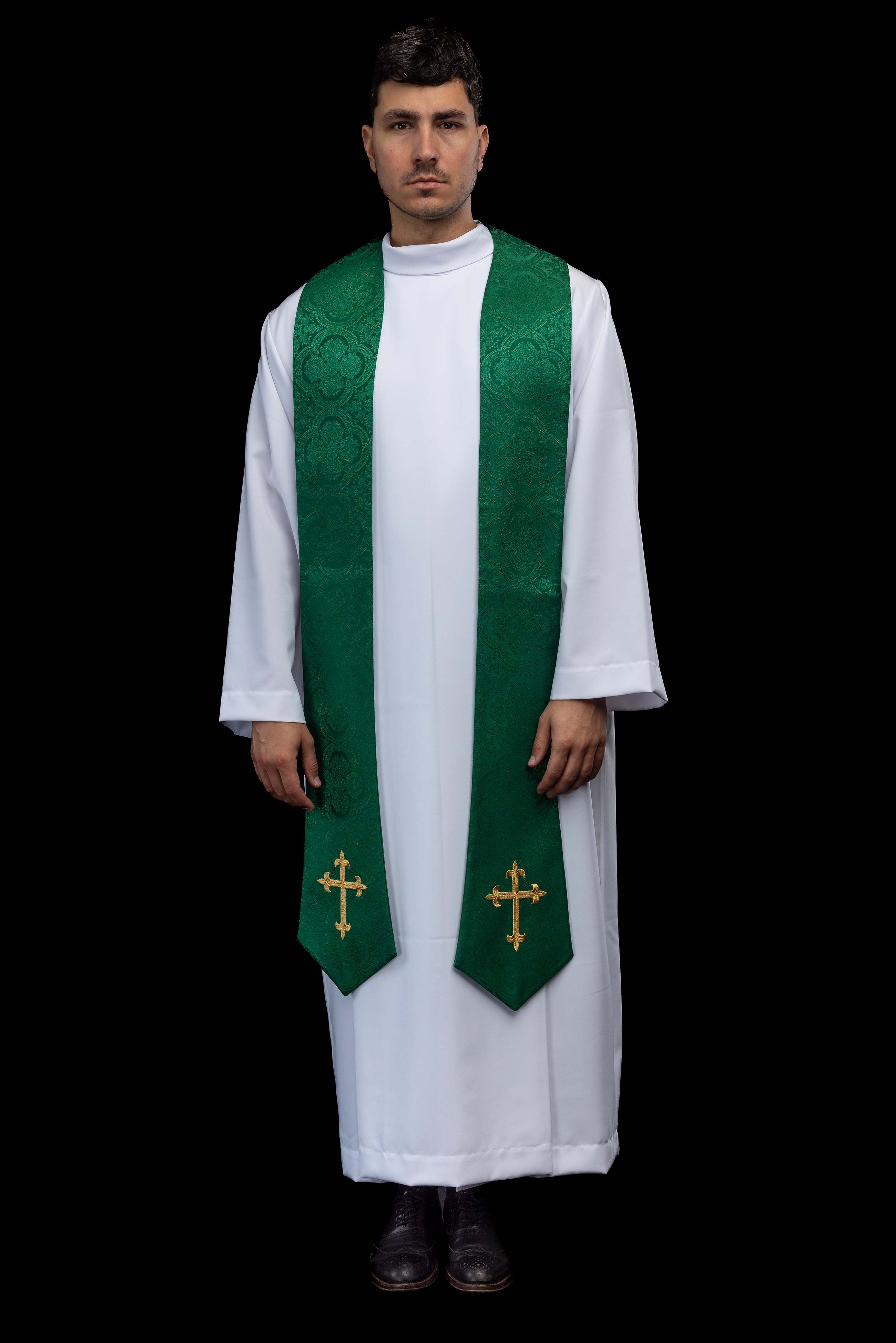 Zelená vyšívaná kňazská štóla Kríž
