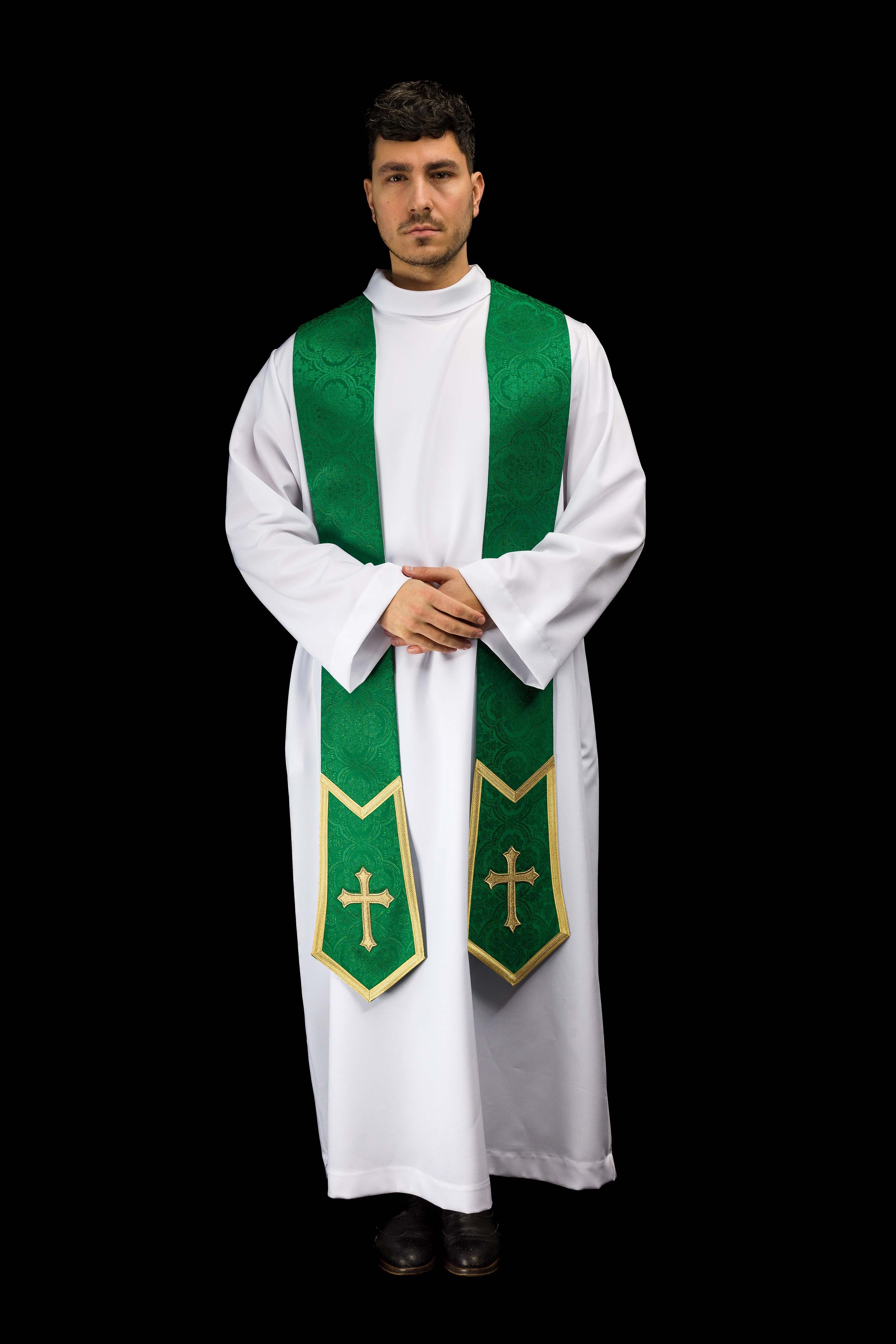 Zelená vyšívaná kňazská štóla Kríž