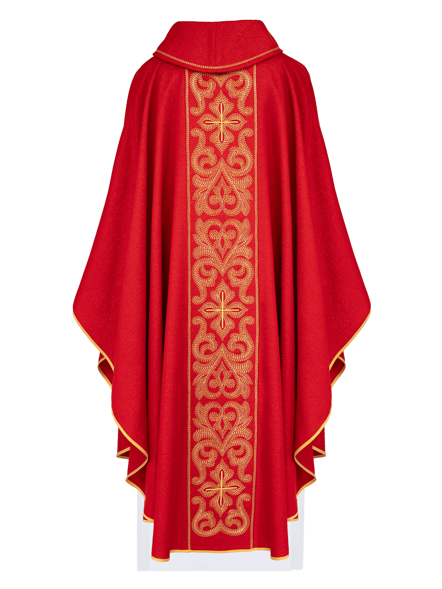 Ornat bogato haftowany z krzyżami Czerwony