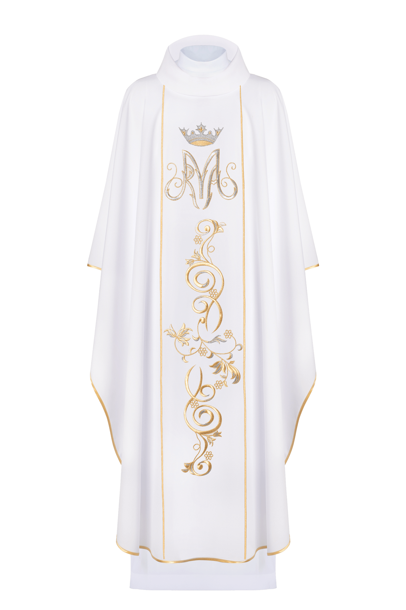 Ornat liturgiczny Maryjny z pasem haftowanym w kolorze białym