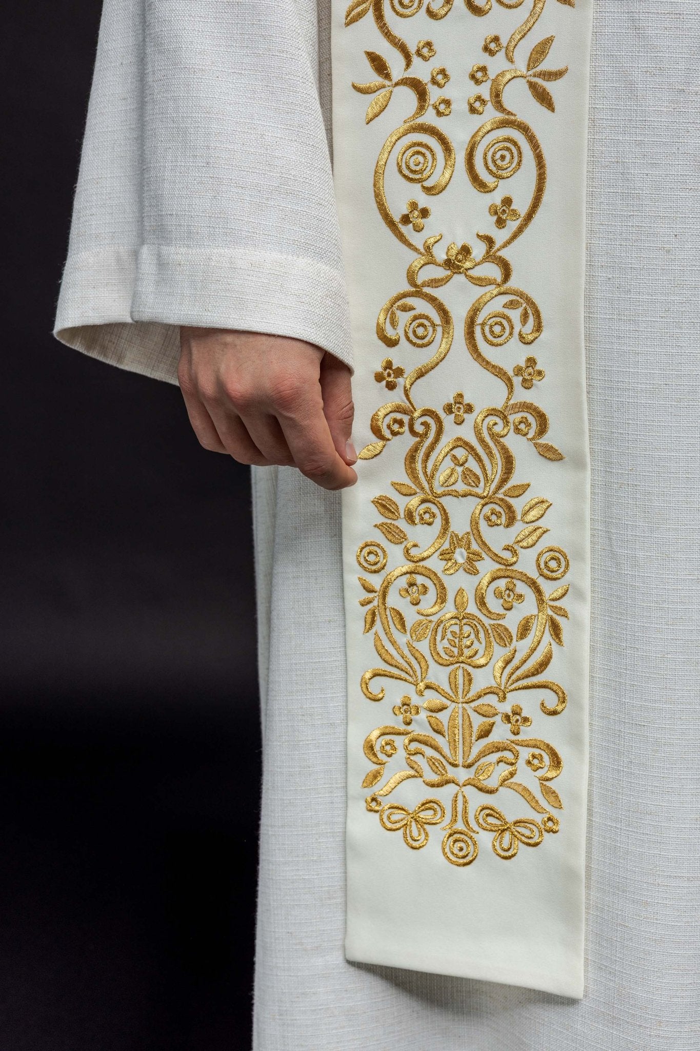 Stuła haftowana Maryjna ecru