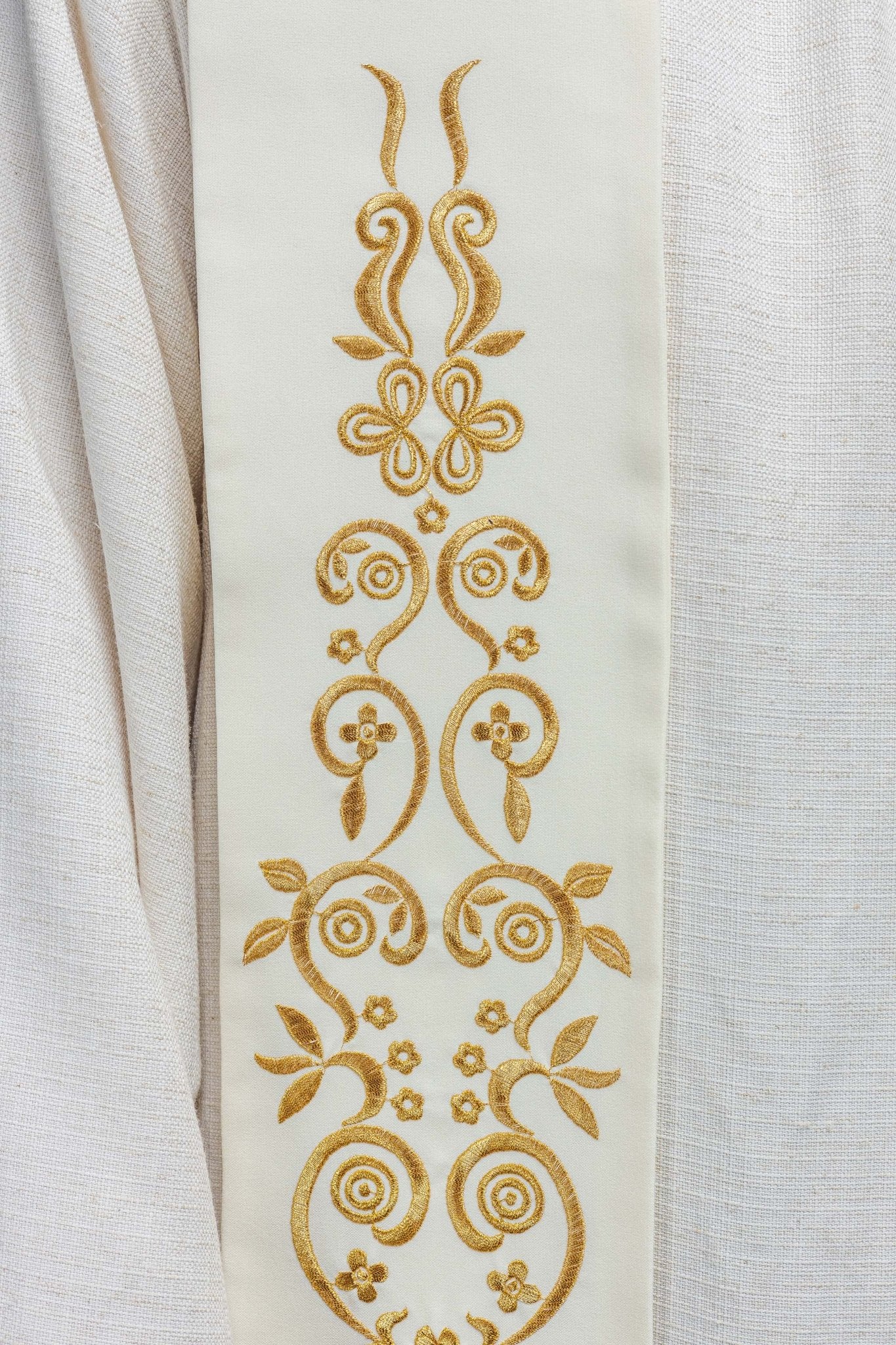 Stuła haftowana Maryjna ecru