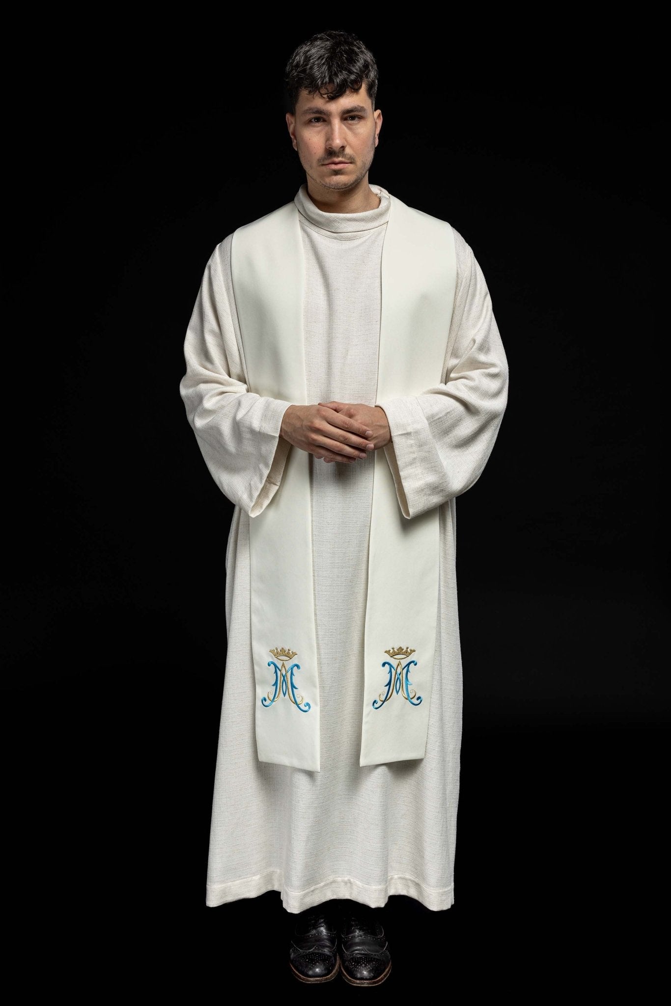 Stuła haftowana Maryjna ecru