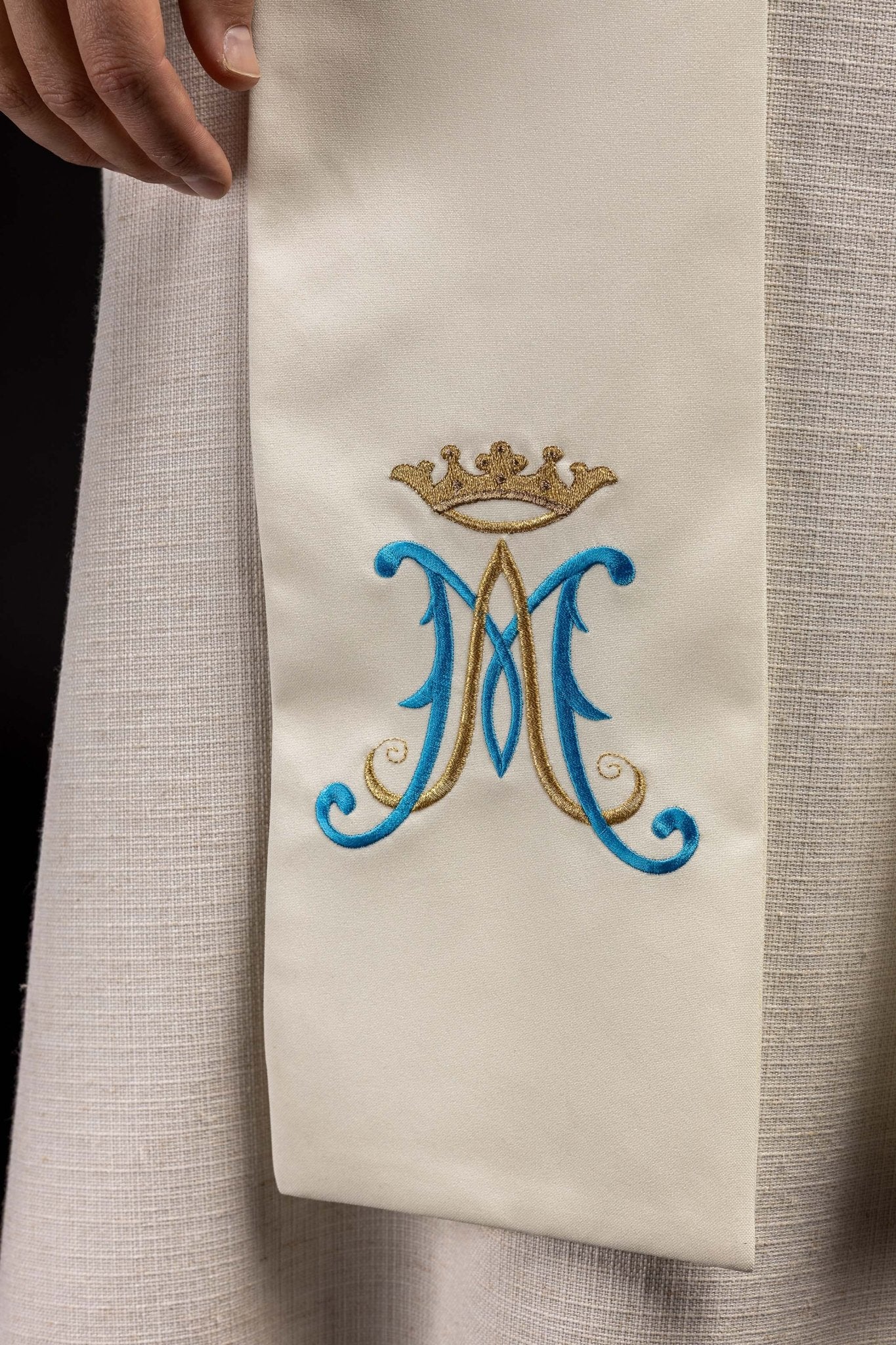 Stuła haftowana Maryjna ecru