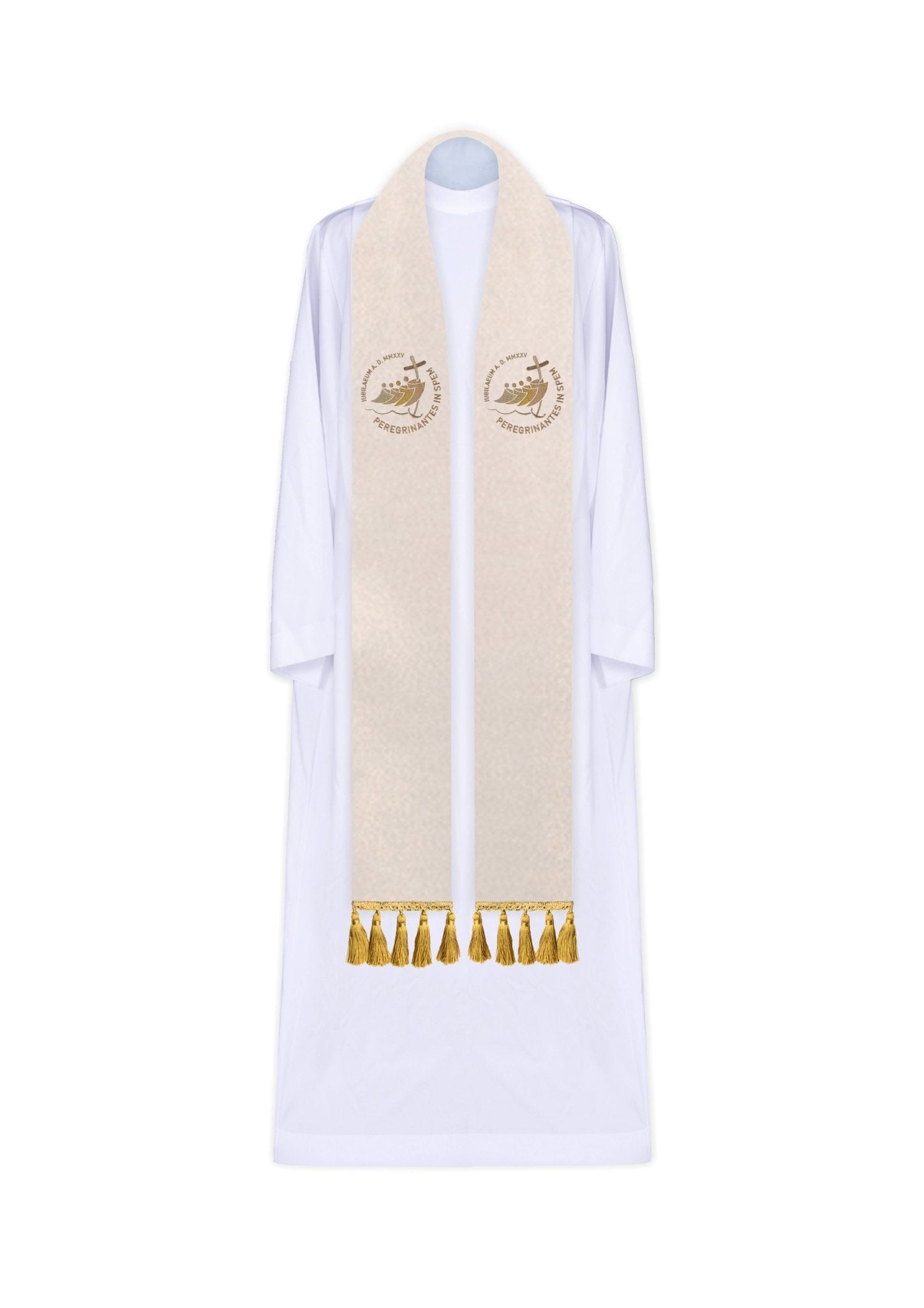 Stuła z haftem JUBILEUSZ RZYM 2025 w kolorze Ecru
