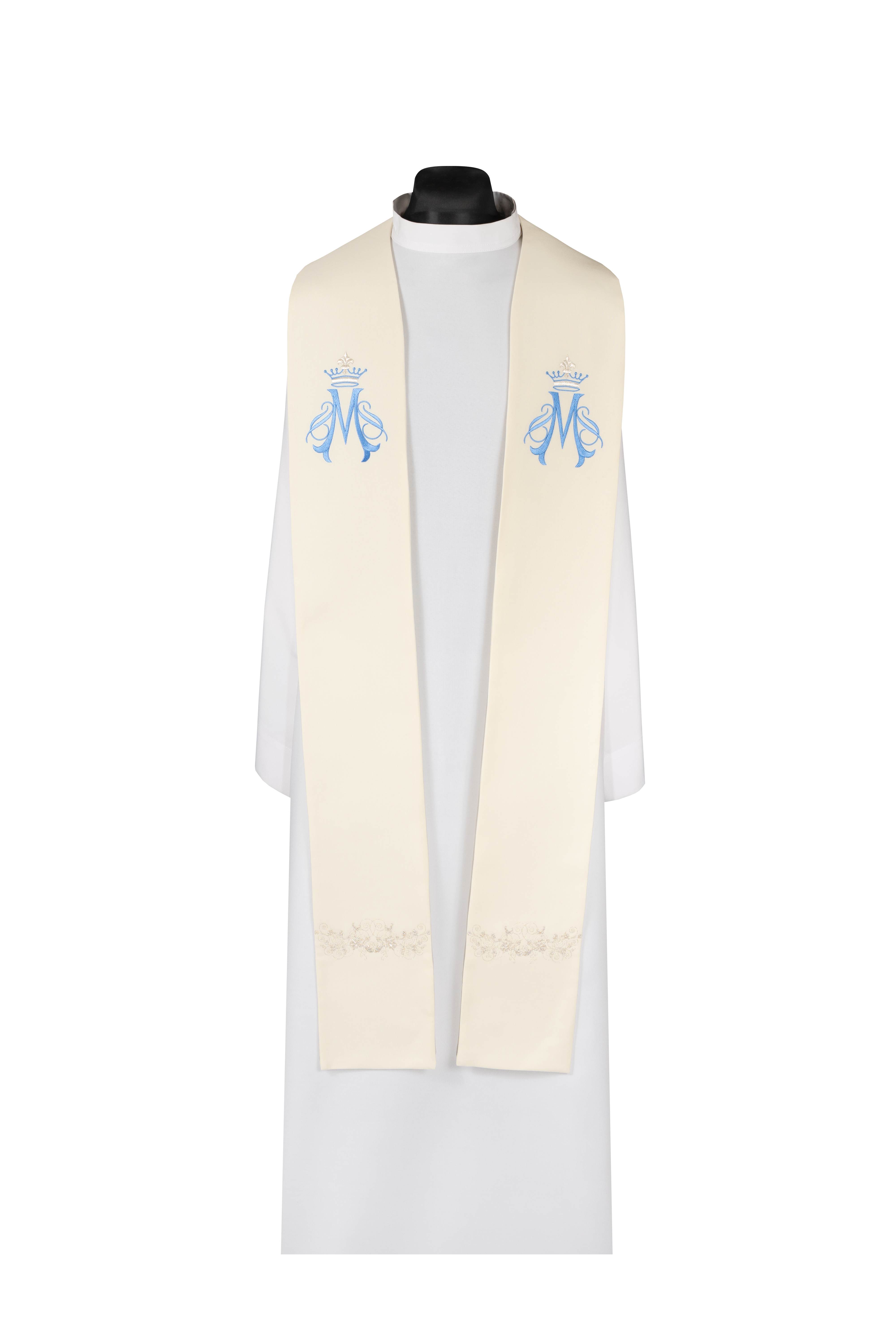 Stuła haftowana Maryjna ecru - ORNATY.PL