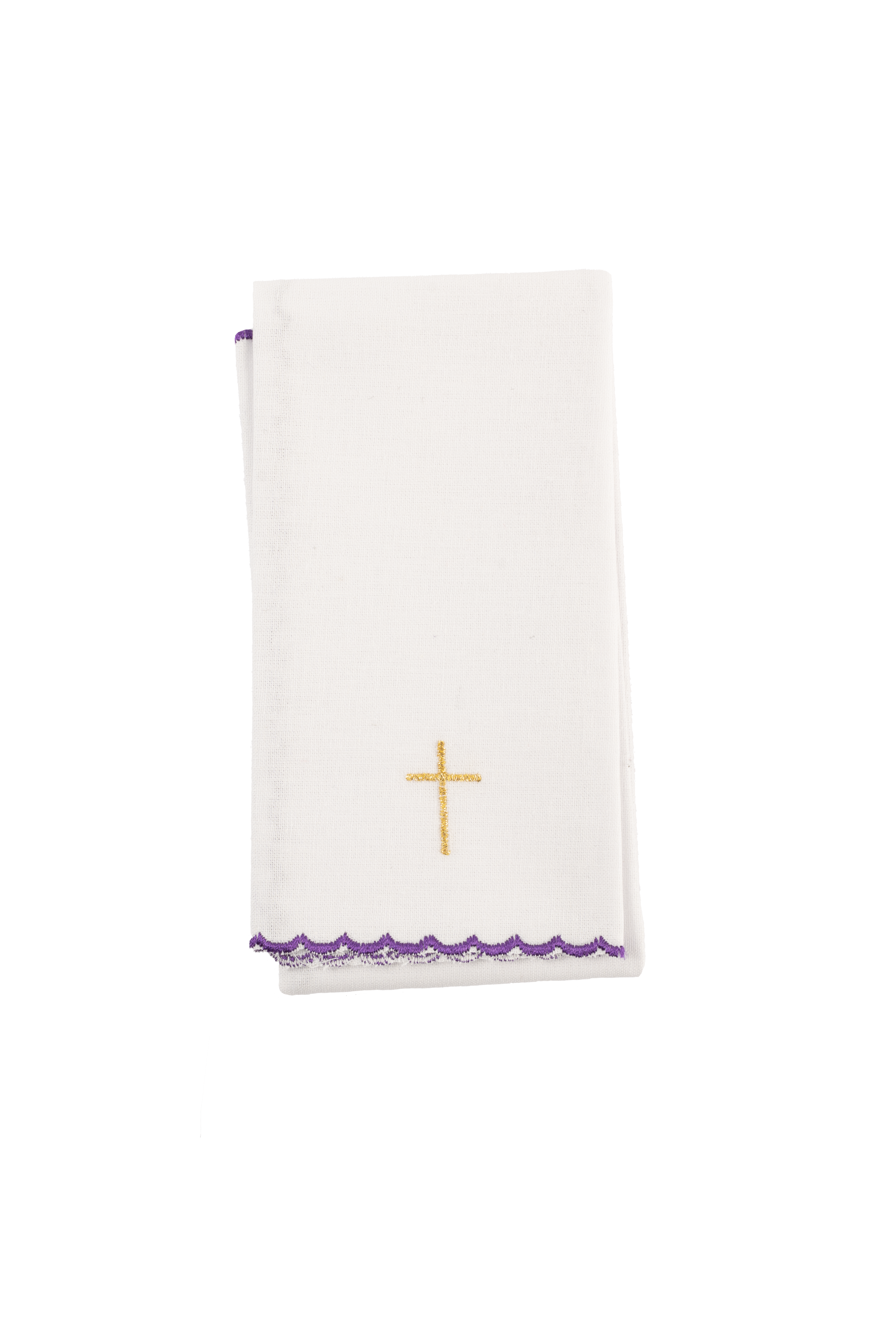 Komplet kielichowy haftowany z motywem krzyża fioletowy - ORNATY.PL