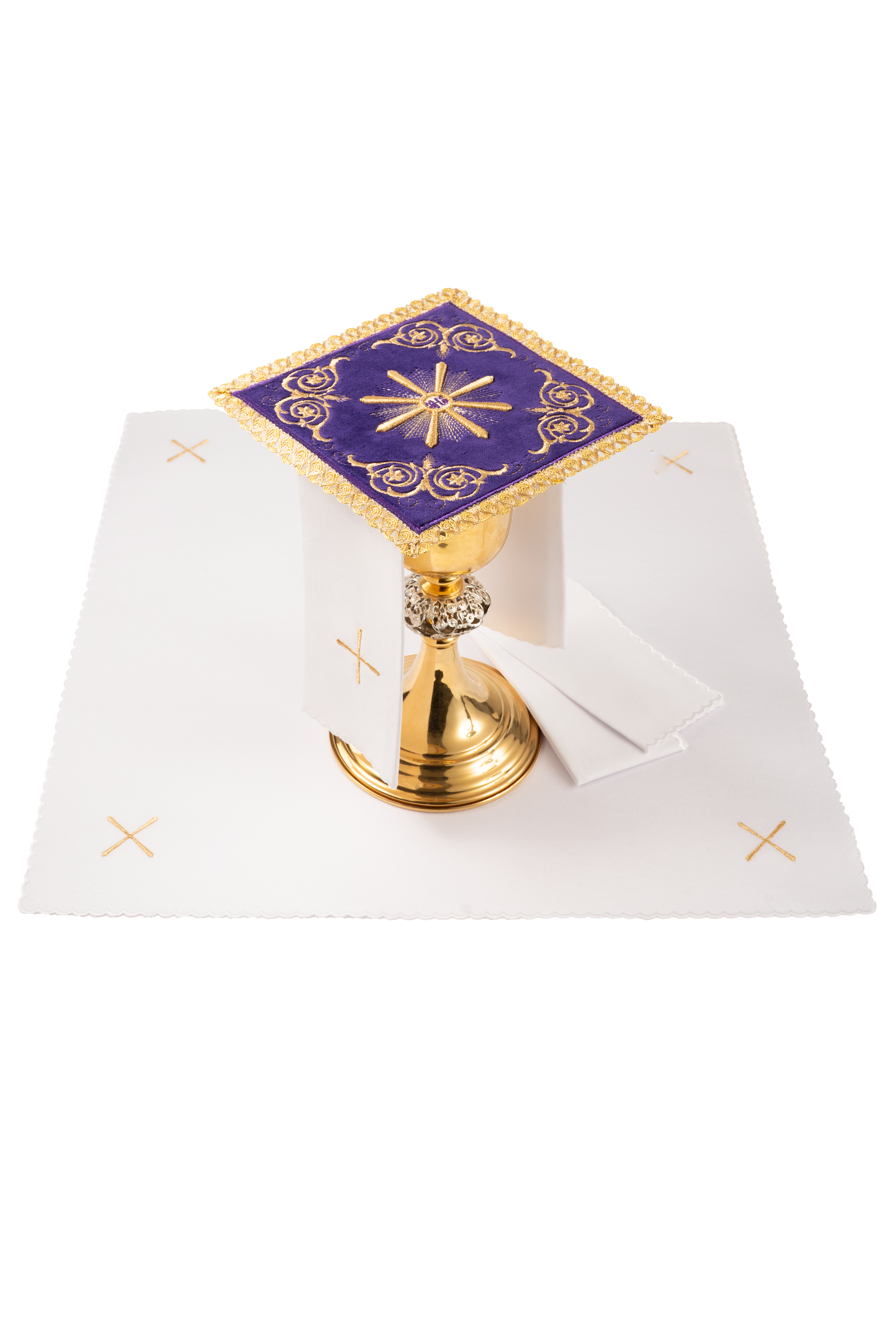 Bielizna kielichowa haftowana fioletowy aksamit - ORNATY.PL