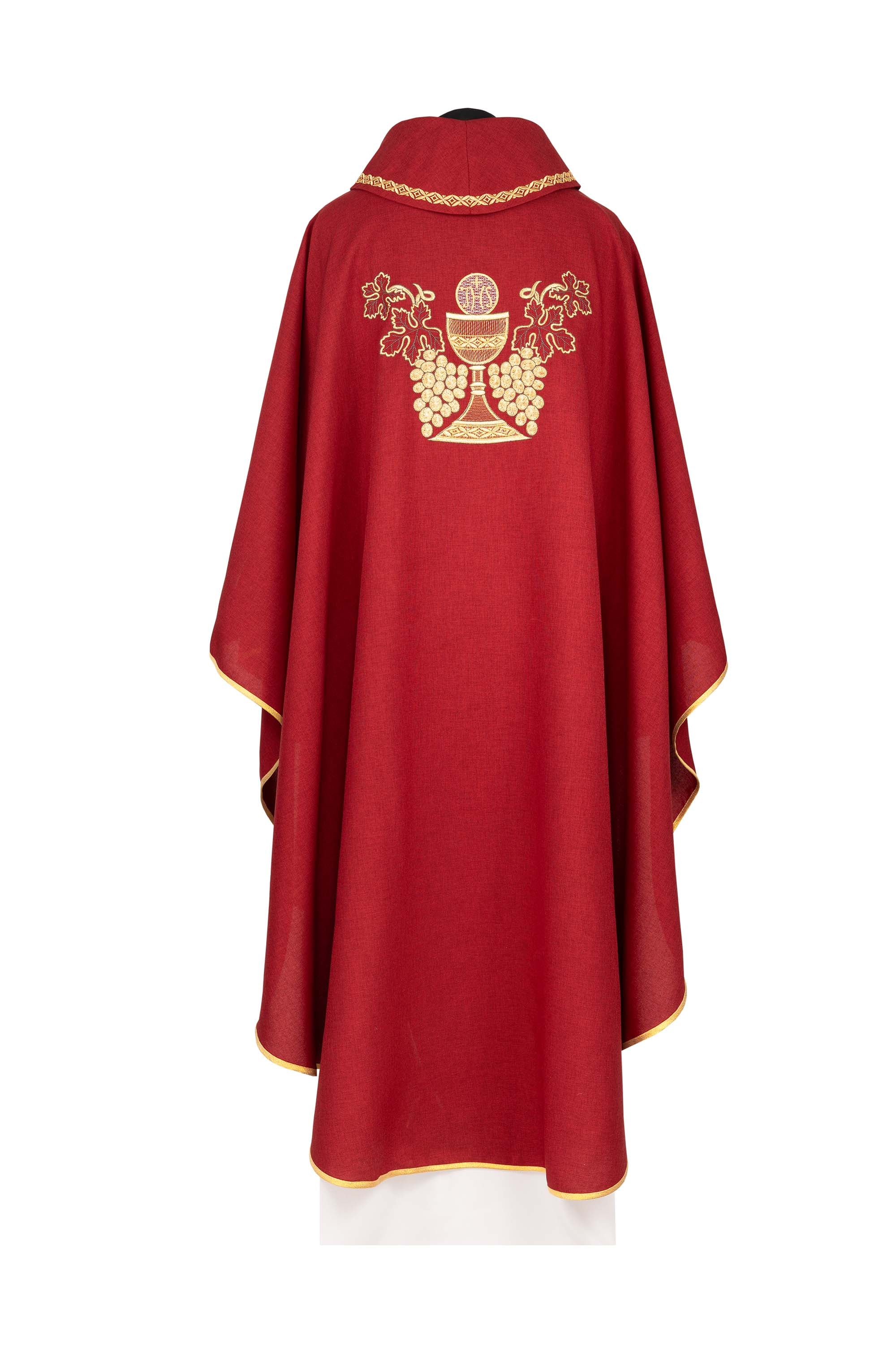Ornat haftowany czerwony Kielich i Winogrono - ORNATY.PL