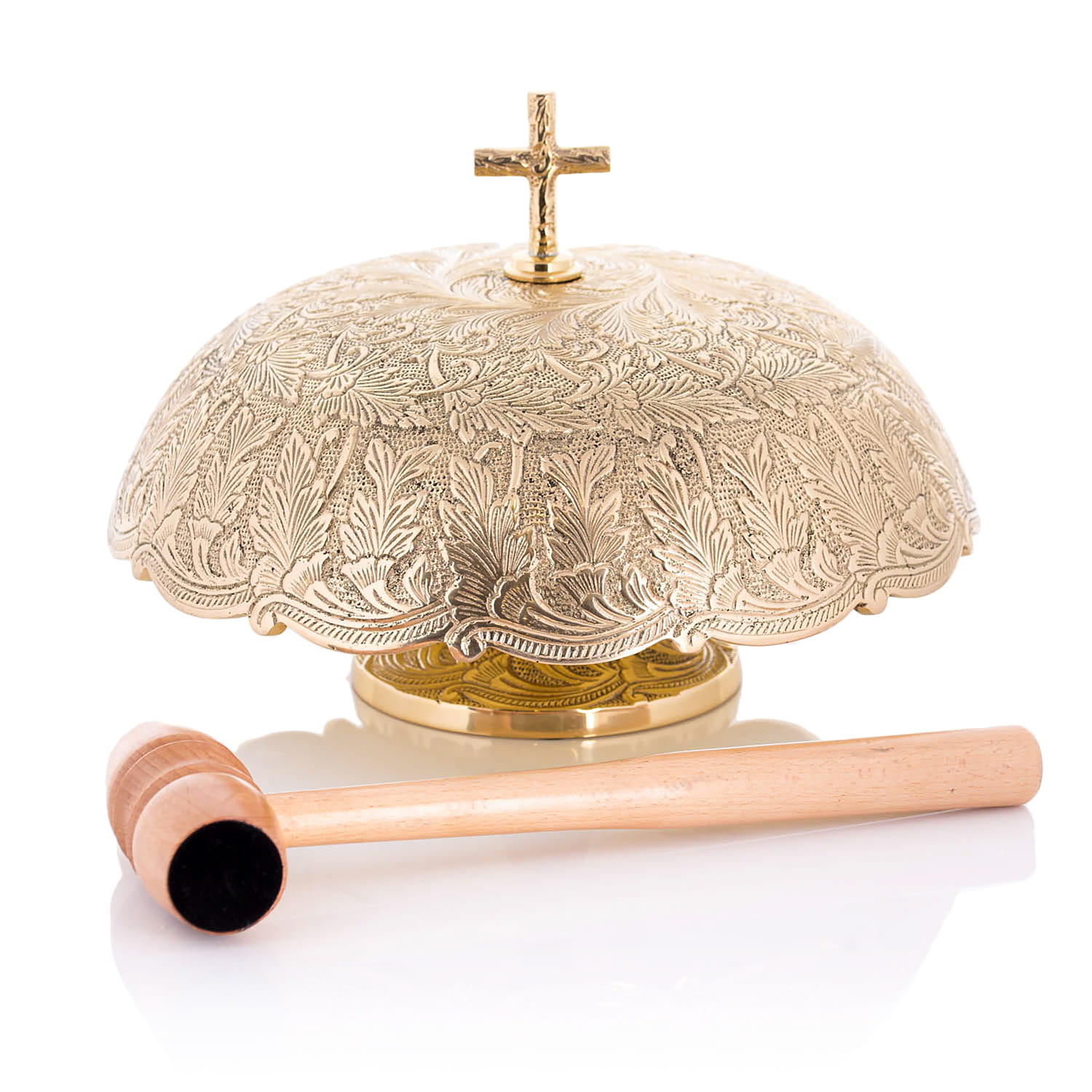 Jednoduchý gong - mosadz - drevené kladivo - 24 cm