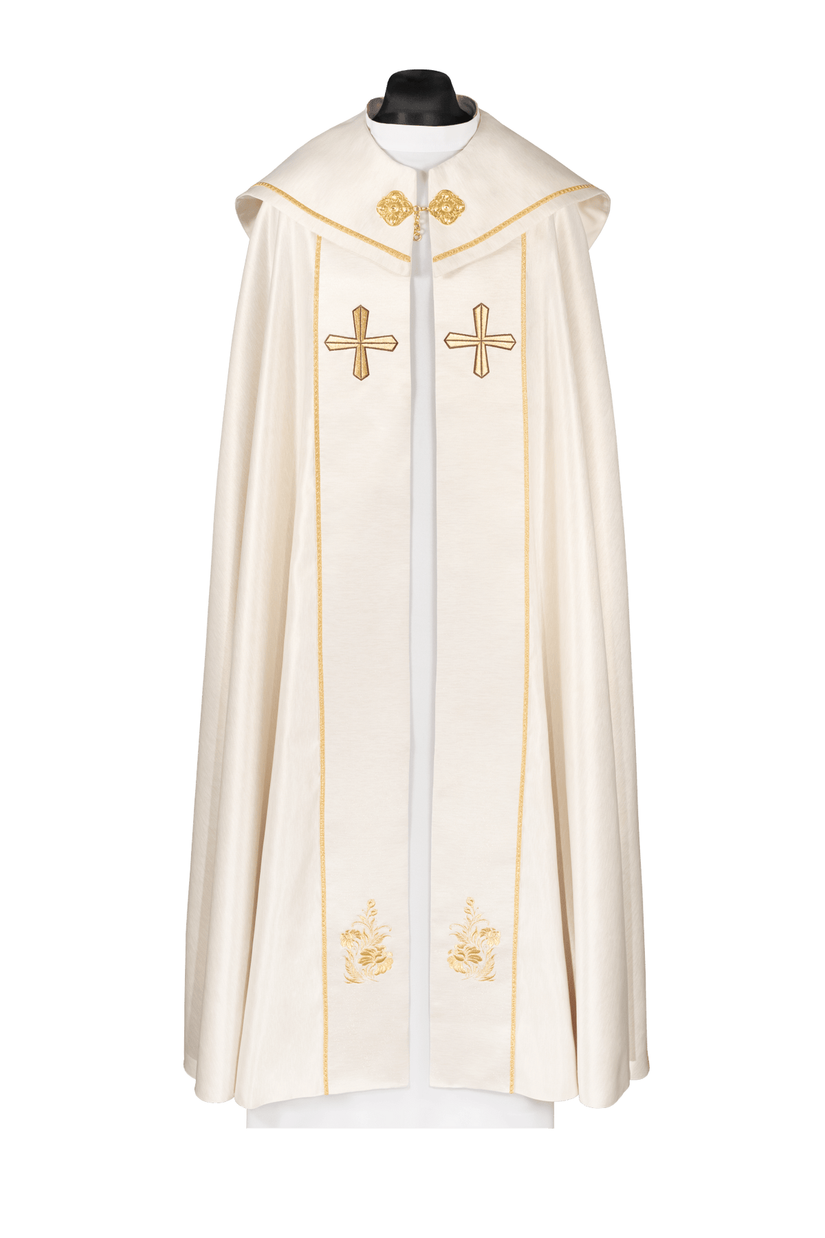 Kapa liturgiczna haftowana z krzyżem ecru