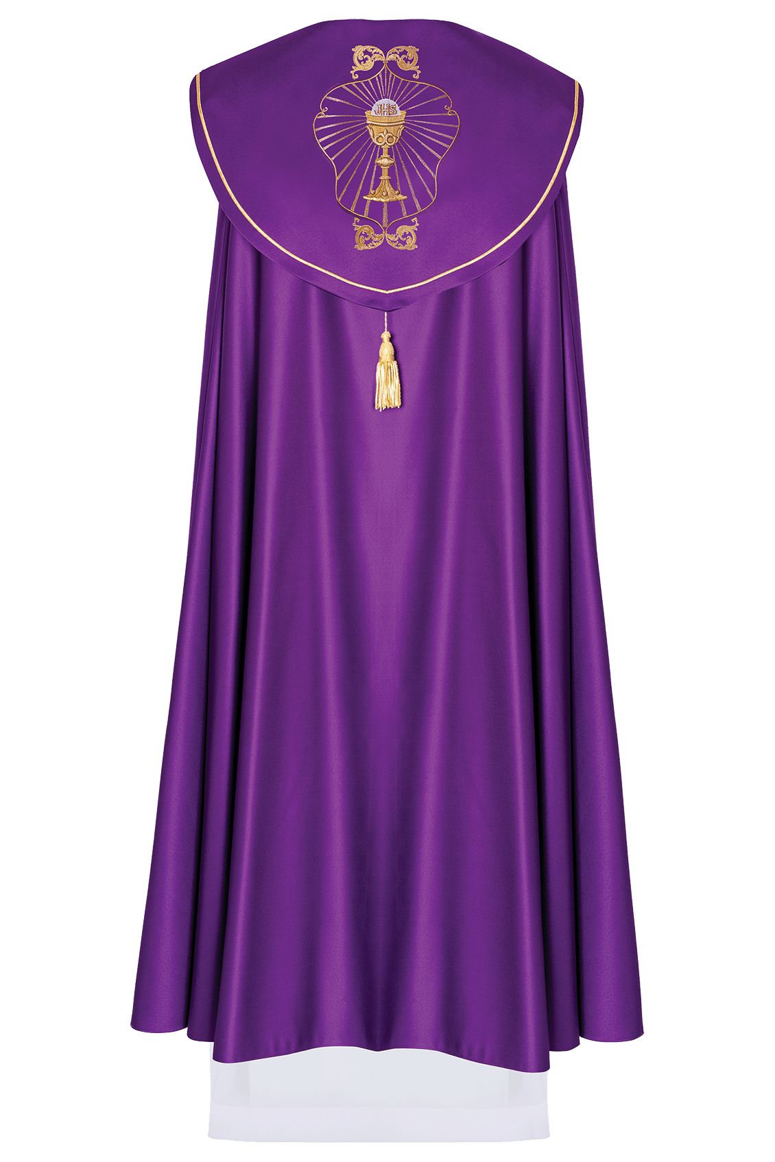 Kapa liturgiczna haftowana z monogramem w kielichy w kolorze fioletowym