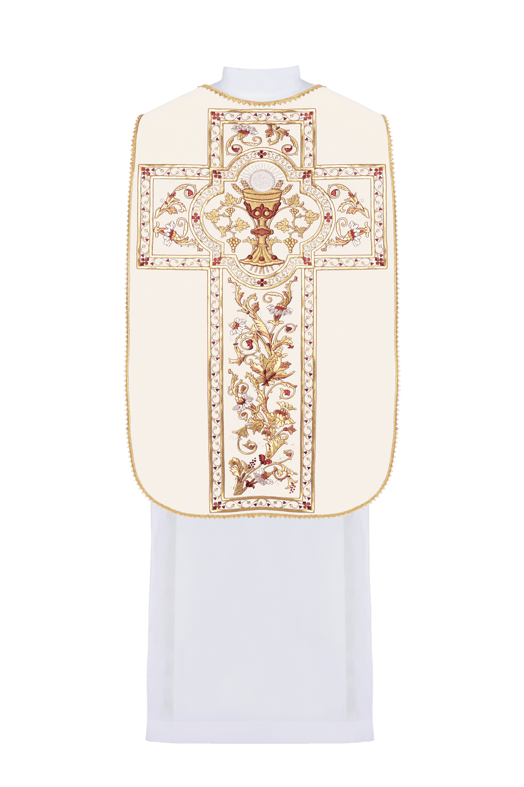 Ornat rzymski haftowany z motywem kielicha eucharystycznego