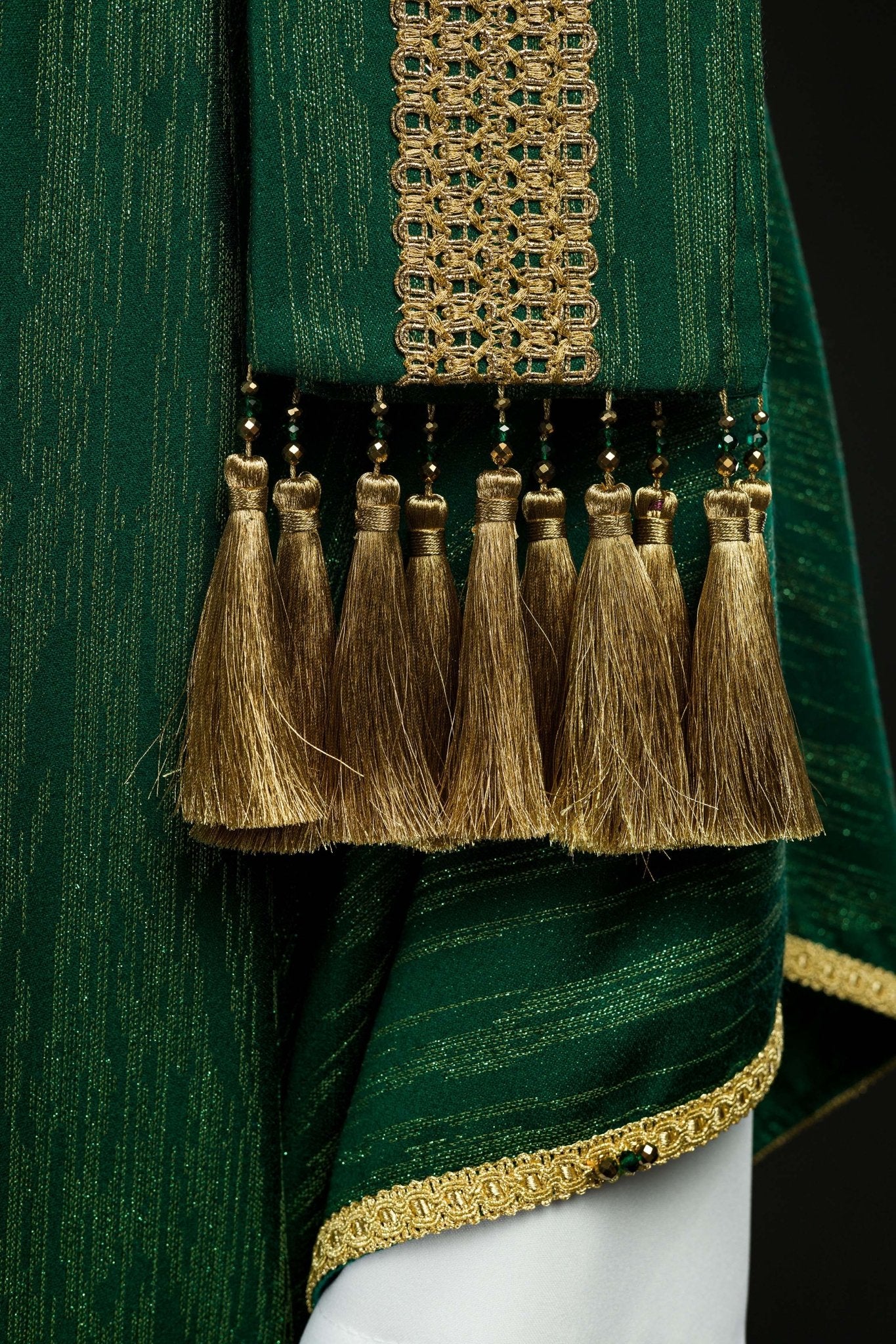 Ręcznie wykonany ornat z naturalnymi kamieniami Handmade 7015 Zielony